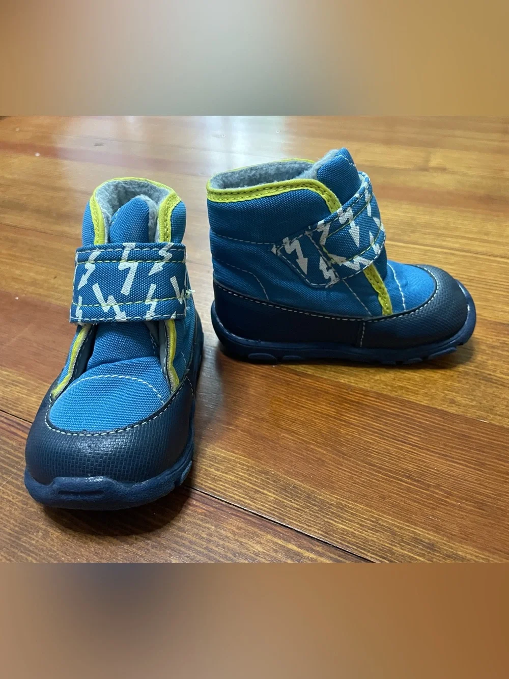 See Kai Run Blue and Yellow Lightning Strap Winter Snow Boots Size 5